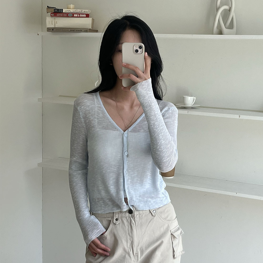 여름크롭가디건 긴팔 썸머 시스루가디건 이미지 2