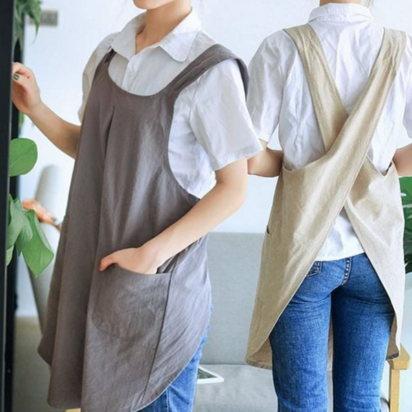데일리 여성 앞치마 교차형 린넨 앞치마 주방 요리 - 상품 이미지
