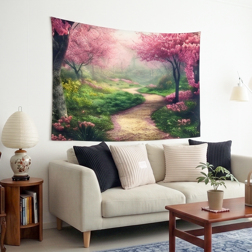 패브릭 포스터 벚꽃숲 가리개 대형 풍경 커튼 배전함 가림천 (150x100cm) 이미지 6
