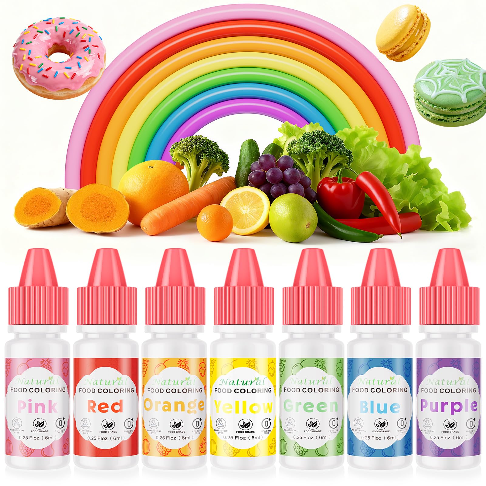 체리씨 천연 식용 색소 7색 액상 베이킹용 6ml 드로퍼 - 상품 이미지