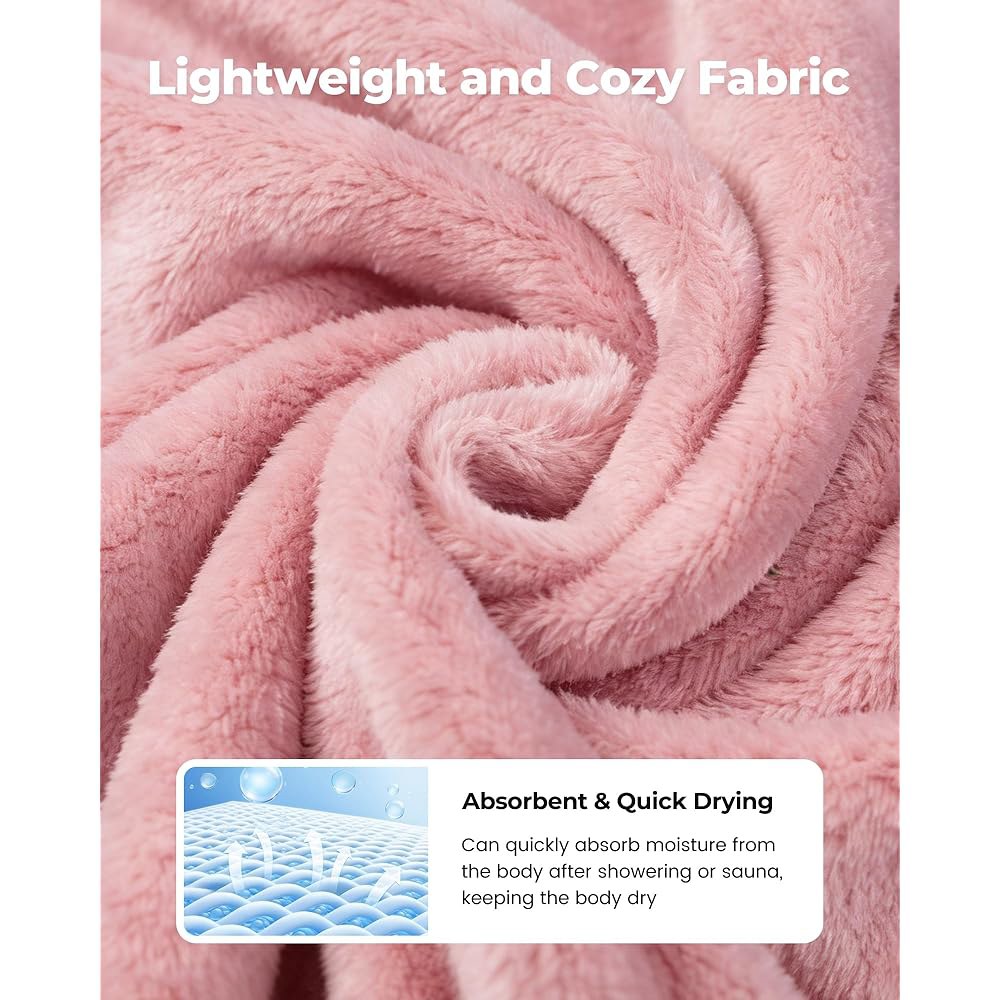 여성용 PJGZ 타월 랩 - 러플 스트랩 흡수성 및 퀵 드라이 목욕 가운, 샤워 스파용 경량 Light Pink Small-Medium - 상세 이미지 3