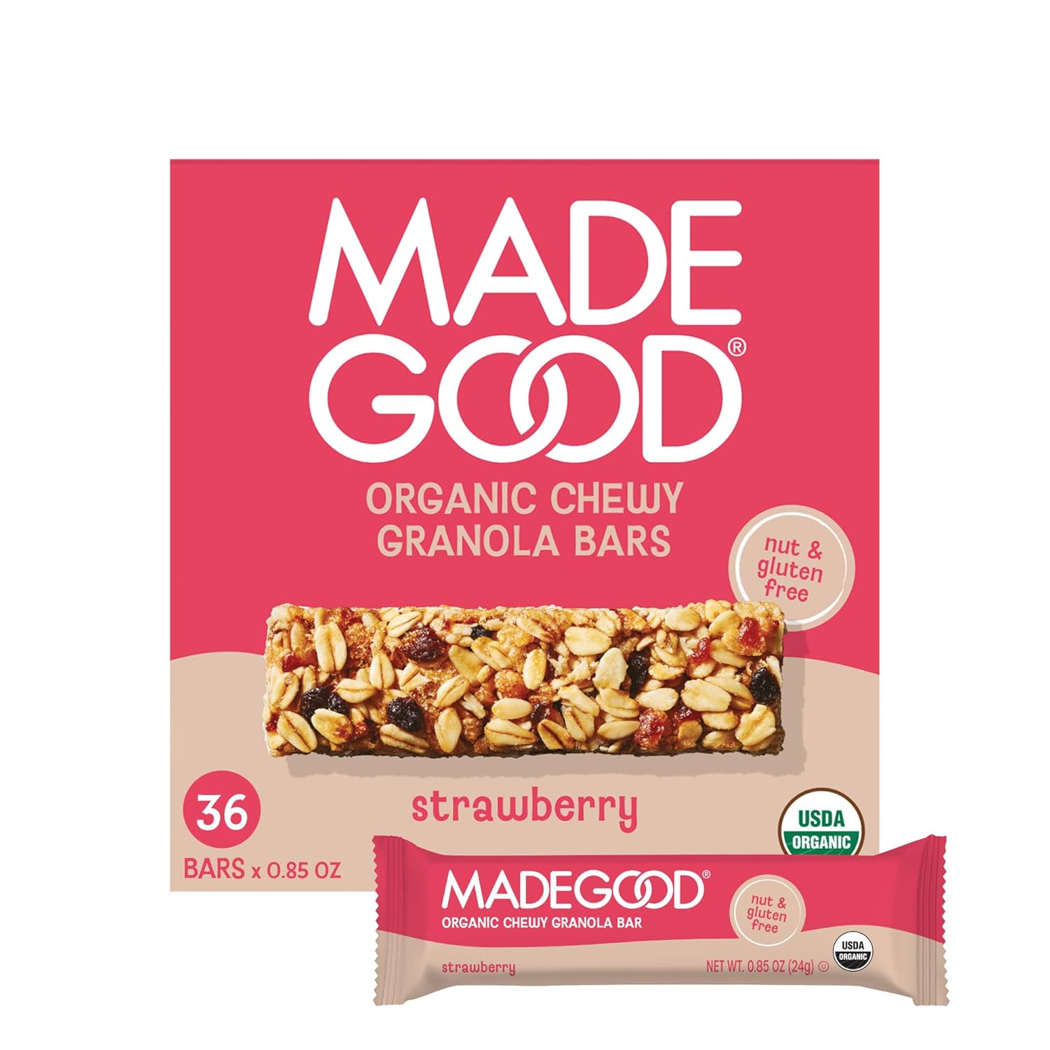 MadeGood 딸기 그래놀라 바 36개입 글루텐 프리 - 상품 이미지