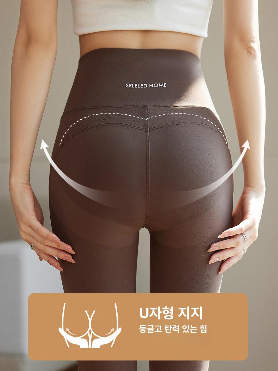 여성 요가바지 하이웨스트 키큰핏 레깅스 가을 얇은 운동 팬츠 하이웨이스트 피치힙 바비핑크 3D 힙업 포함 M 42.5-50kg - 상세 이미지 4