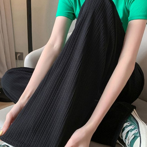 시원한 여름 밴딩 바지 루즈핏 봄 밴딩 바지 데일리 와이드 - 상품 이미지