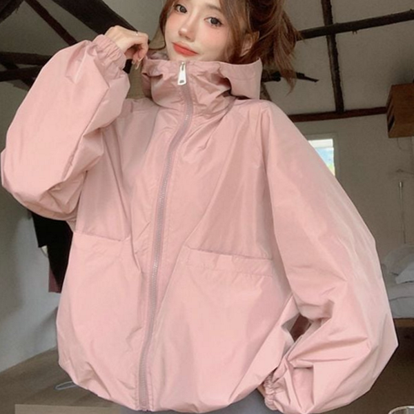 데일리 여성 후드 점퍼 바람막이 후드 점퍼 간절기 아우터 - 상품 이미지