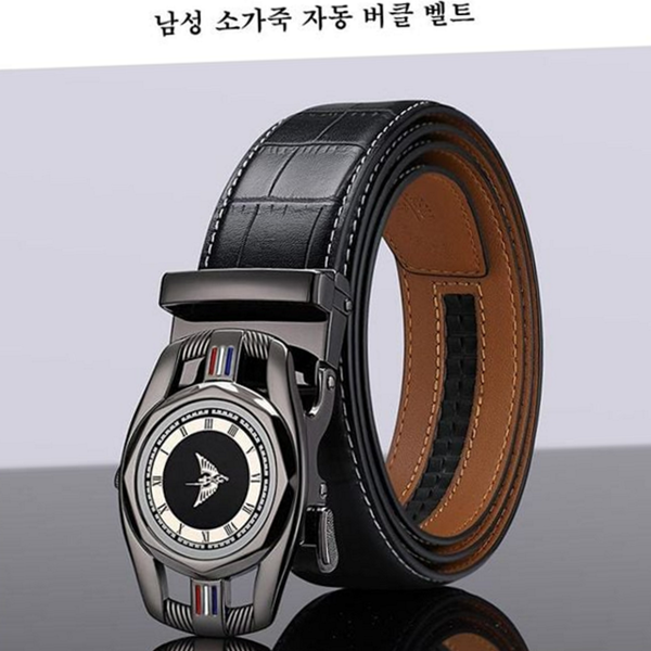 캐주얼 남성 자동 버클 벨트 가죽 남성 소가죽 벨트 허리띠 - 상품 이미지