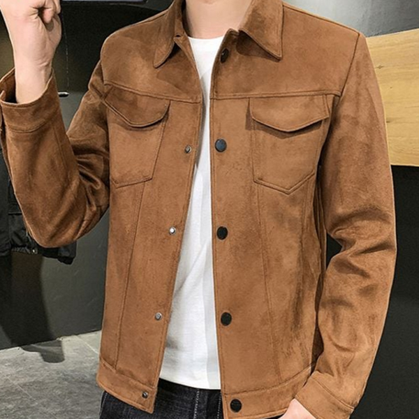 캐주얼 남성 스웨이드 자켓 데일리 남성 트러커 자켓 가을 - 상품 이미지