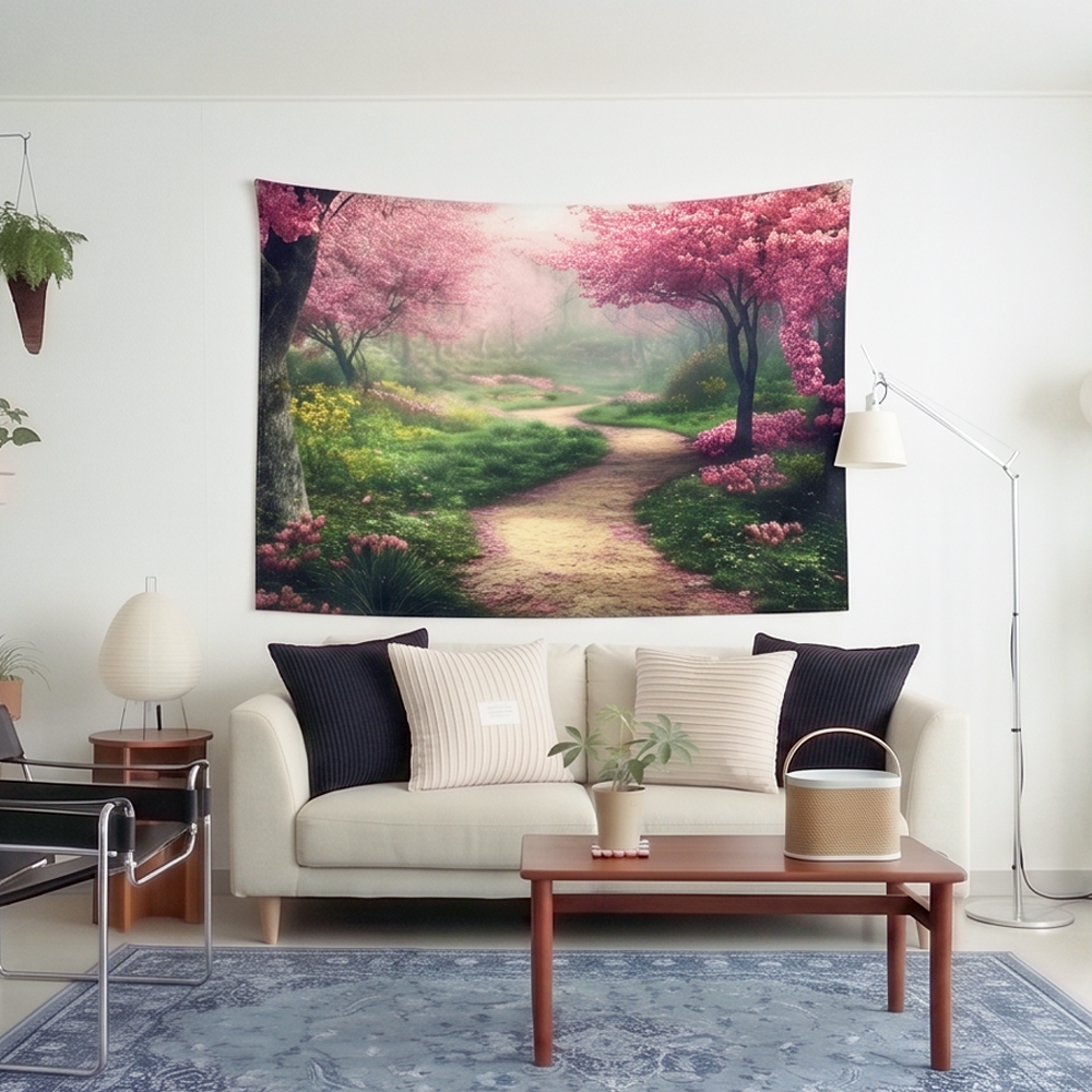패브릭 포스터 벚꽃숲 가리개 대형 풍경 커튼 배전함 가림천 (150x100cm) - 상세 이미지 2
