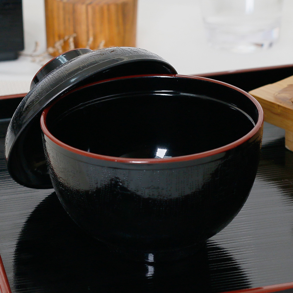 칠기 멜라민 장국 국물 그릇 작은 미니 밥그릇 밥공기 9.6cm, 흑 공기 - 상세 이미지 2