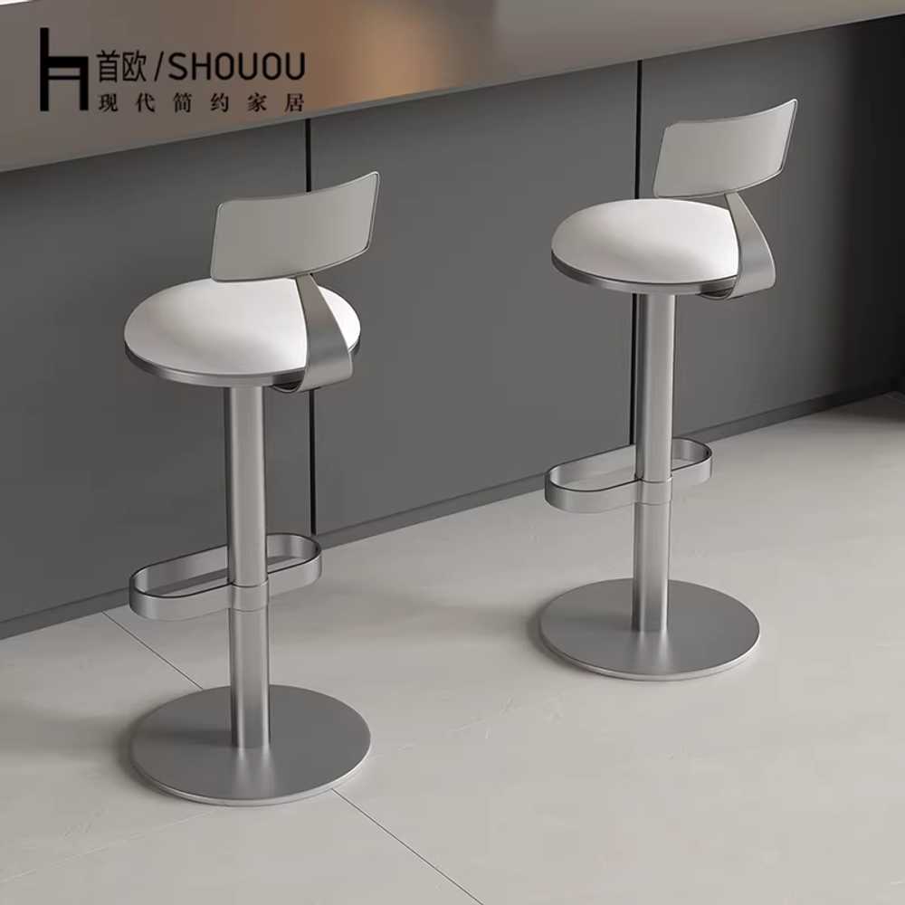 회전 바 스툴 아일랜드 접수대 철제 등받이 높은 체어 55cm 이미지 6