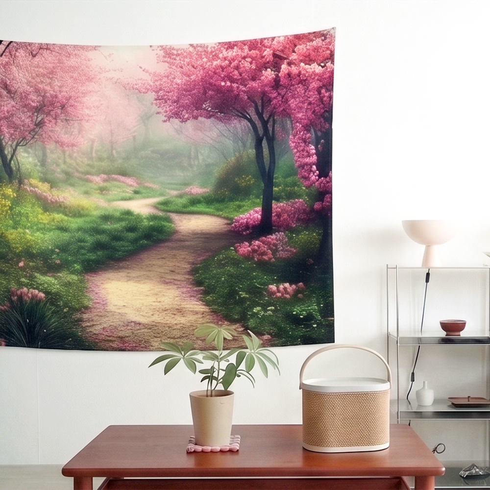 패브릭 포스터 벚꽃숲 가리개 대형 풍경 커튼 배전함 가림천 (150x100cm) - 상세 이미지 3