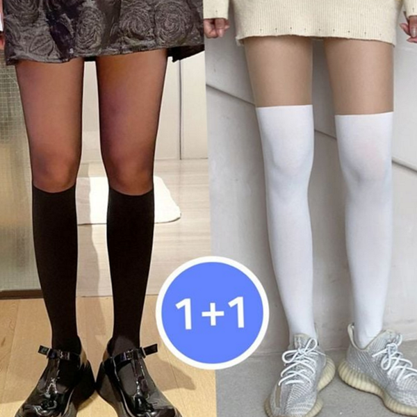 여성 여름 투톤 스타킹 시스루 착시 데일리 스타킹 - 상품 이미지