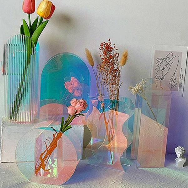 인테리어 아크릴 화병 감성 홀로그램 꽃병 투명 - 상품 이미지