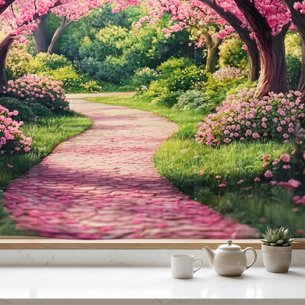 대형 패브릭 포스터 벚꽃 공원 감성 인테리어 풍경 가리개 커튼 (150x100cm) - 상세 이미지 4
