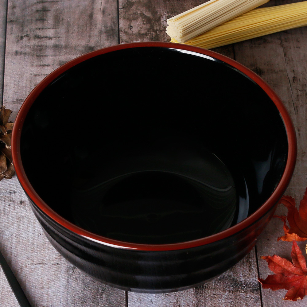 국산 칠기 멜라민 면기 우동 냉모밀 우동기 일본 라멘 덮밥 그릇 17cm, 흑골 - 상세 이미지 4