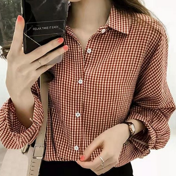 루즈핏 여성 가오리핏 셔츠 데일리 여성 체크 남방 가오리 - 상품 이미지