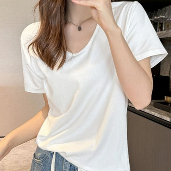 데일리 여성 반팔 티 라운드 여성 루즈핏 티셔츠 베이직 여름 - 상품 이미지