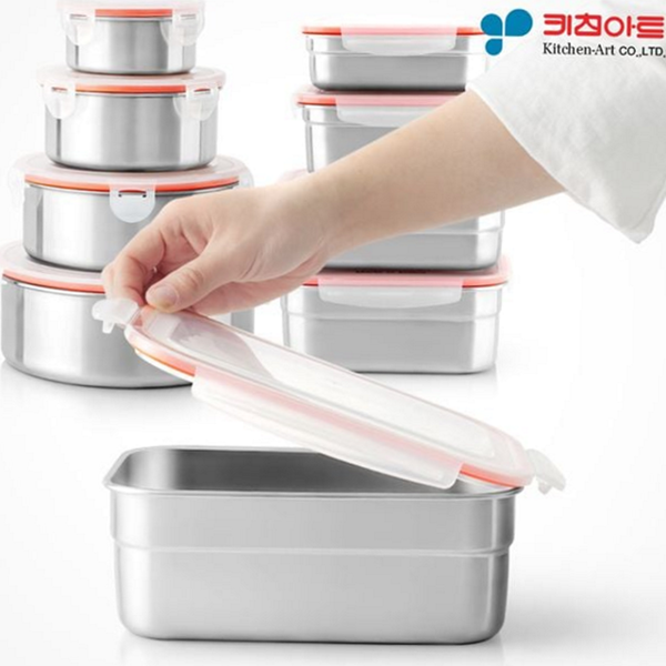 직사각 밀폐 반찬통 사면 밀폐 용기 나눔 냉장고 - 상품 이미지