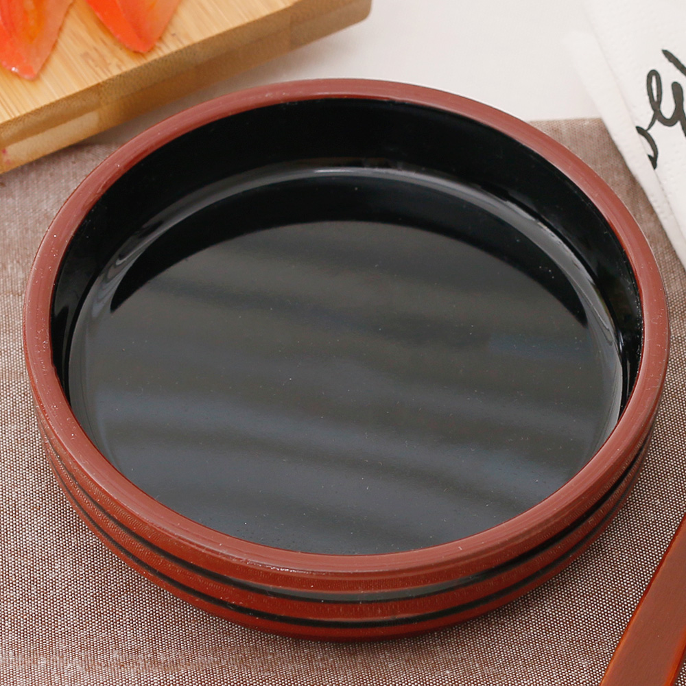 서경 칠기 멜라민 그릇 일식 단무지 반찬 소바 모밀 접시 11.4cm, 라인레드 - 상품 이미지