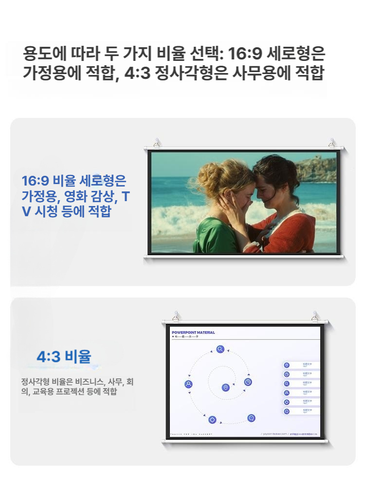 프로젝션 스크린 벽걸이 홈 거실 HD 4K  침실 영화스크린 - 상세 이미지 2