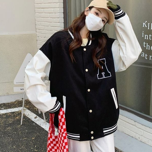 박시핏 여성 야구 점퍼 아메카지 여성 간절기 점퍼 데일리 가을 - 상품 이미지