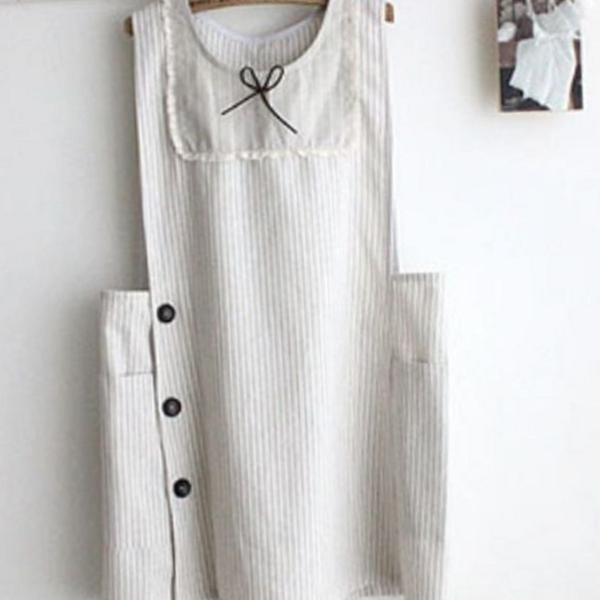 북유럽풍 여성 앞치마 데일리 여성 앞치마 홈카페 주방 린넨 - 상품 이미지