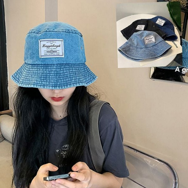 데일리 데님 벙거지 모자 피그먼트 청 버킷 햇 스트릿 캐주얼 - 상품 이미지