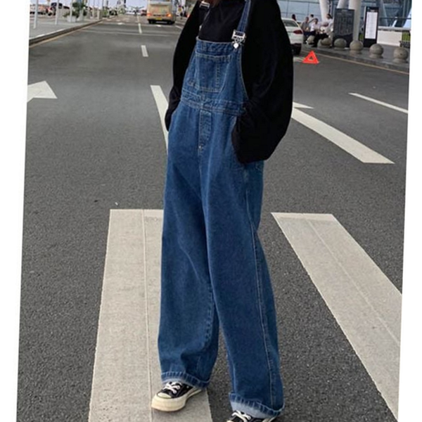 루즈핏 여성 멜빵 바지 데일리 여성 와이드 핏 - 상품 이미지