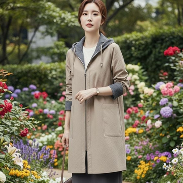 루즈핏 여성 후드 점퍼 사파리 여성 봄 점퍼 데일리 - 상품 이미지