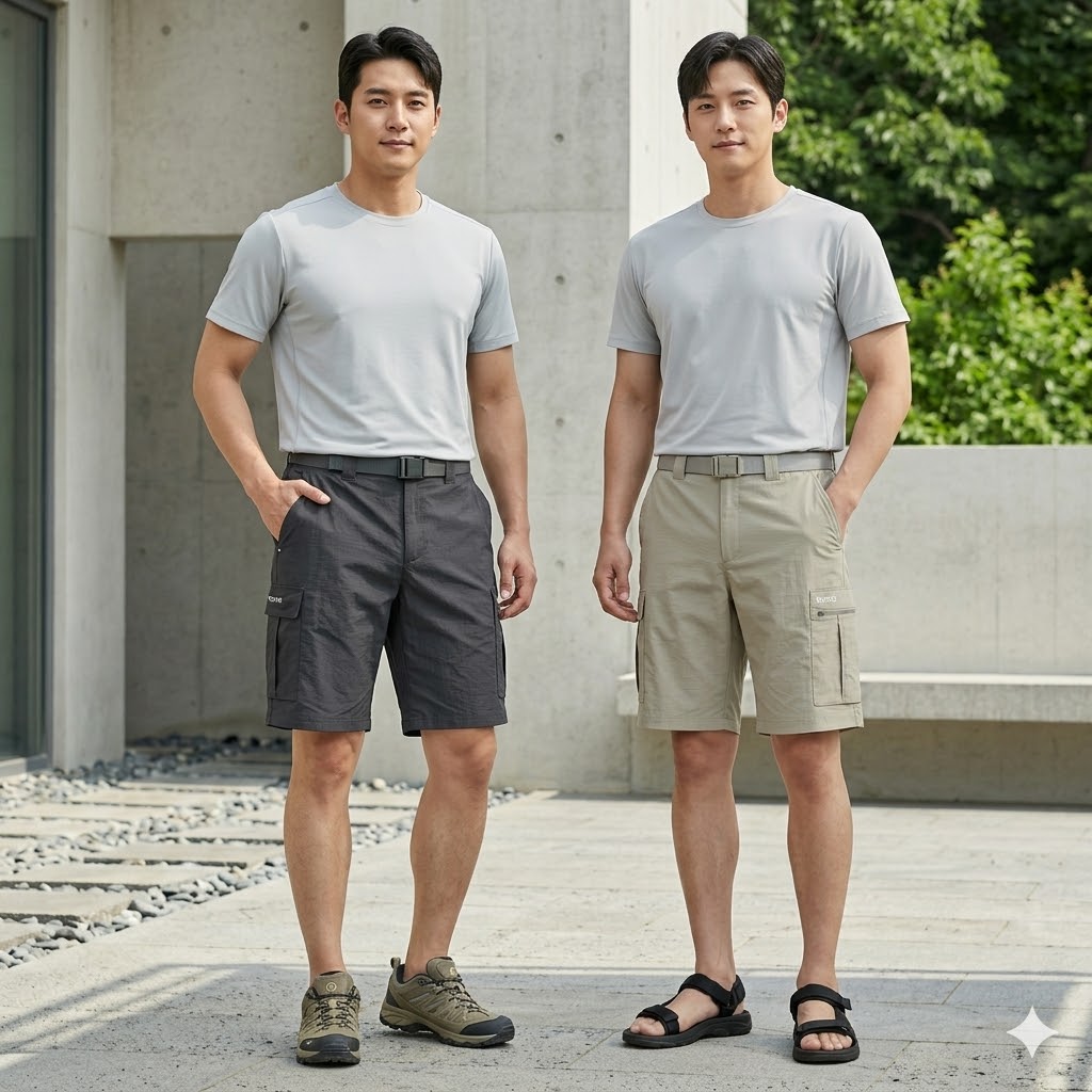 네파 남성 여름 아웃도어 고프코어룩 5부 등산 카고 반바지 - 상세 이미지 4