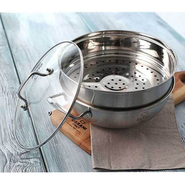 2단 스테인레스 찜기 찜솥 스테인레스 냄비 30cm 인덕션 - 상품 이미지