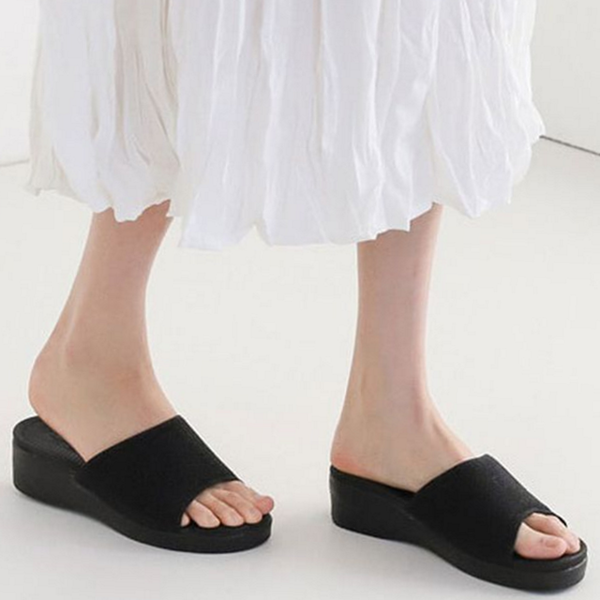 글리터 여성 미들굽 슬리퍼 데일리 여성 통굽 슬리퍼 사무실 여름 - 상품 이미지