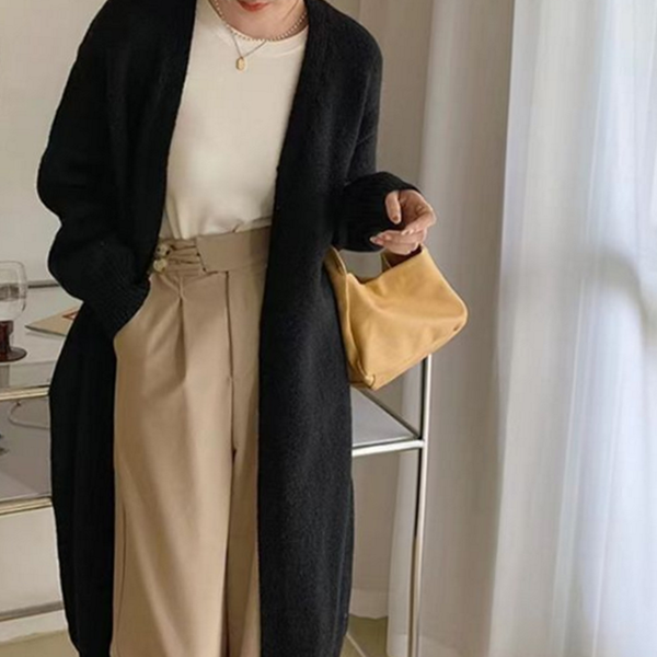 데일리 여성 롱 가디건 오픈 루즈핏 가디건 니트 - 상품 이미지