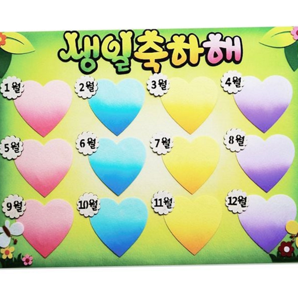 월별 생일 환경판 입체 펠트 환경판 게시판 어린이집 - 상품 이미지