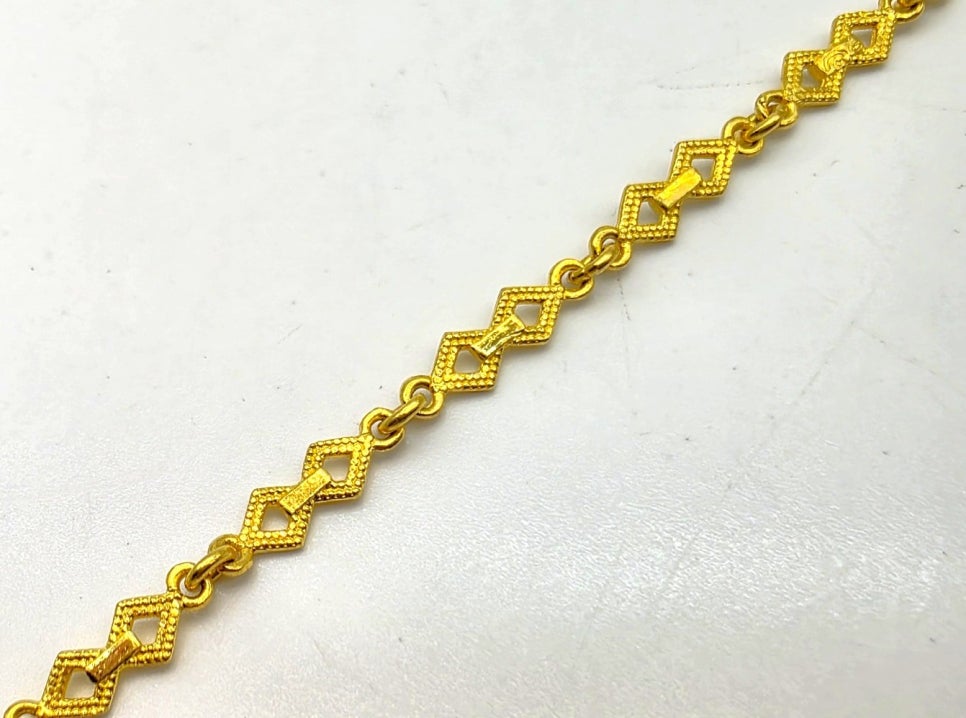 24K 순금 3.75g(1) 마름모 포인트 팔찌(18K 연결고리 장식) - 상세 이미지 2
