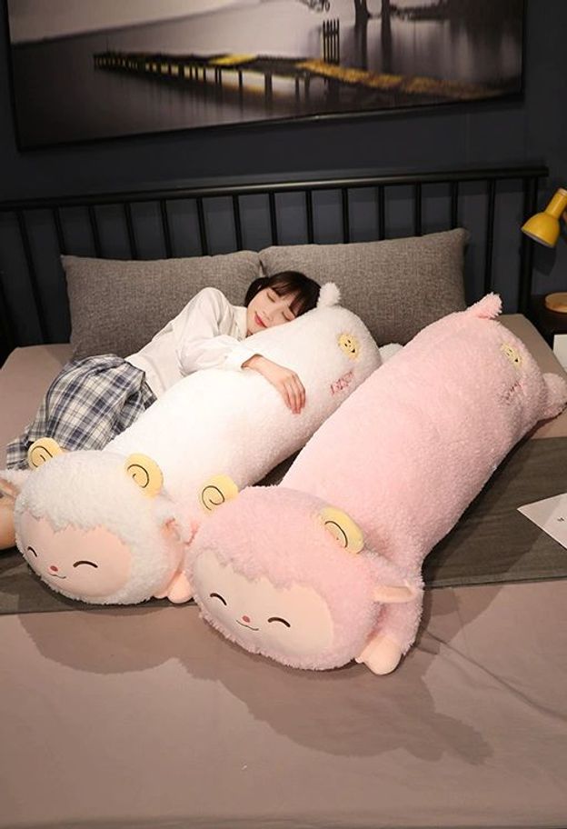 알파카 긴 인형 베개 대형 쿠션 수면 안아주는 봉제 인형 선물용 푹신한 양털 - 상세 이미지 5