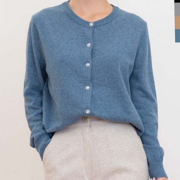 루즈핏 여성 울 가디건 데일리 여성 라운드 넥 가디건 간절기 - 상품 이미지