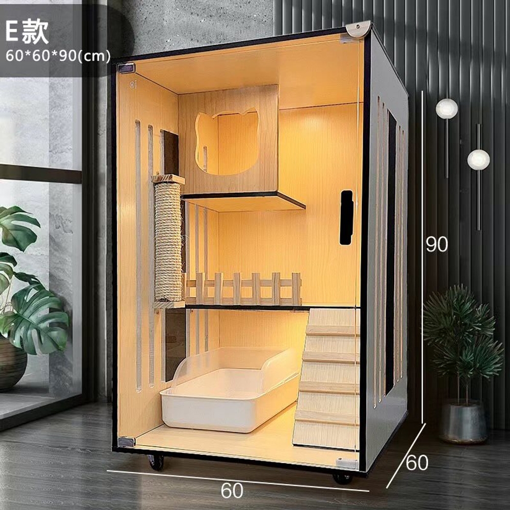 친칠라케이지 대형 다람쥐 친칠라 햄스터 고양이 원목 이동식 방수 E 60x60x90cm - 상품 이미지