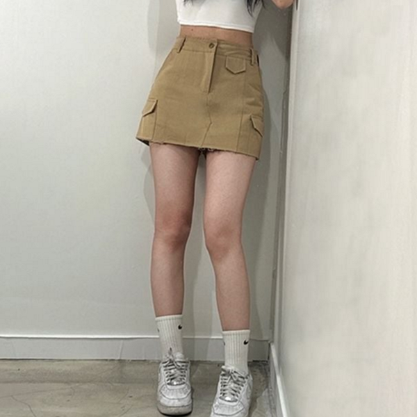 캐주얼 여성 카고 치마 하이 여성 스커트 반전 - 상품 이미지