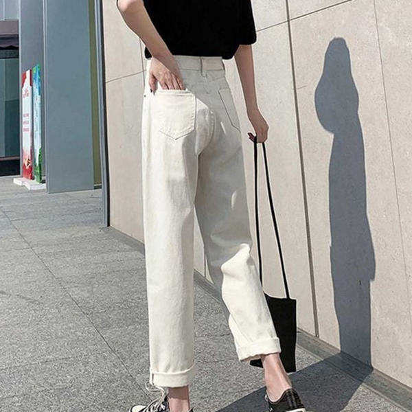 데일리 일자 팬츠 와이드 롤업 팬츠 여성 코튼 - 상품 이미지
