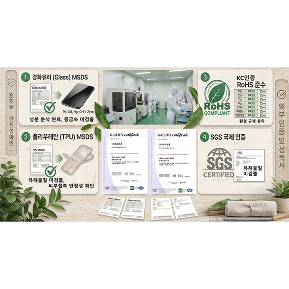액정 보호필름 부착 완료 모습