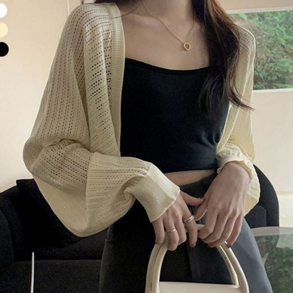 루즈핏 여름 가디건 시스루 여성 여름 가디건 얇은 니트 크롭 - 상품 이미지