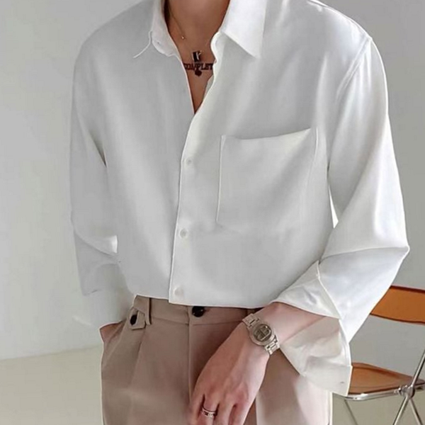 데일리 긴 팔 셔츠 오버핏 남성 카라 셔츠 루즈핏 여름 - 상품 이미지
