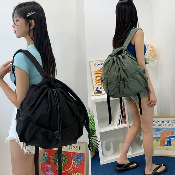 나일론 여성 백팩 복조리 데일리 백팩 캐주얼 경량 심플 - 상품 이미지