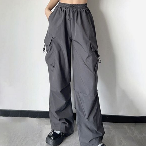 루즈핏 여성 배기 팬츠 데일리 여성 조거 바지 스트링 밴딩 - 상품 이미지