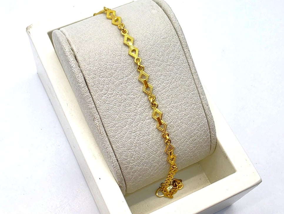 24K 순금 3.75g(1) 마름모 포인트 팔찌(18K 연결고리 장식) - 상세 이미지 4