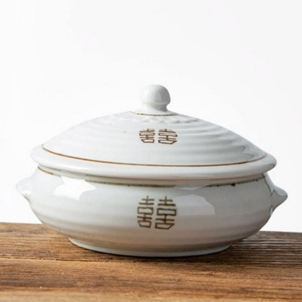 선물용 도자기 찜기 생활 백자 찜기 소형 뚜껑 - 상품 이미지