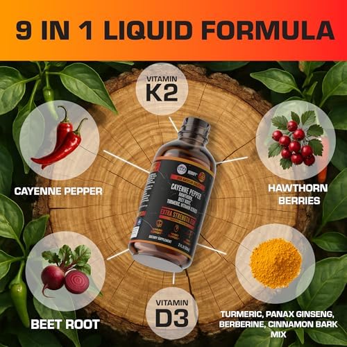 카이엔페퍼 산사나무 비트 강황 비타민K2 D3 2fl oz 이미지 6