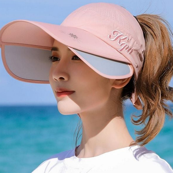 포니테일 여성 썬 캡 이중 썬 캡 돌돌이 와이드 데일리 - 상품 이미지