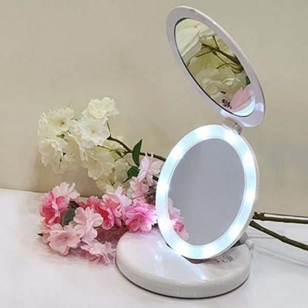 메이크업 led 탁상 거울 휴대용 led 화장 거울 조명 확대 - 상품 이미지